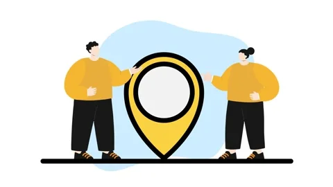 People Pointing at Location Pin Icon, Navigation and Search Concept Video stock 342377904