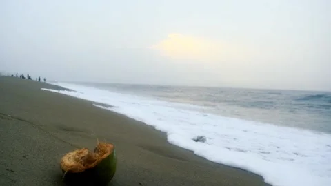 People polluting water by throwing garbage by the Seashore Stock Footage 132112232