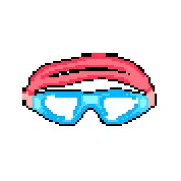 People pool goggles pixel art vector illustration Stock Illustration