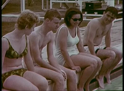 People at the Pool, Summer (1969) Stock Footage 158982390