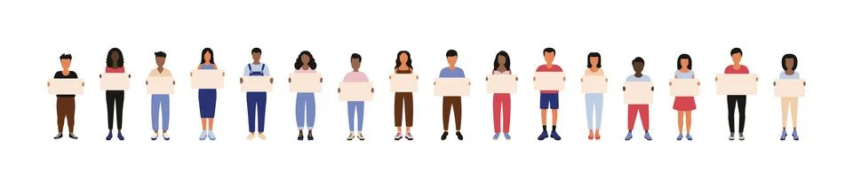 People with posters Stock Illustration