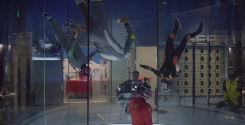 People Practice Flying In Wind Tunnel 스톡 동영상 76496514