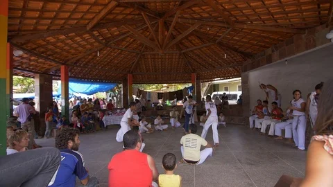 People practicing capoeira Stock Footage 128080223