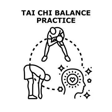 People practicing exercise for body balance and mental wellness Stock Illustration