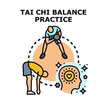 People practicing exercise for body balance and mental wellness Stock Illustration