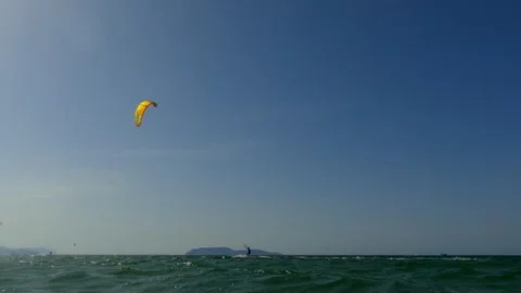 People practicing kitesurf and windsurf for healthy lifestyle Видео 279859477