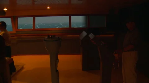 People practicing on the ship maneuvering simulator. Port of Kaohsiung, Taiwan. Stock Footage 66445644