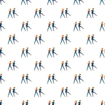 People practicing synchronized dance movement seamless pattern Stock Illustration