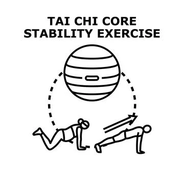 People practicing tai chi core stability exercise Иллюстрация