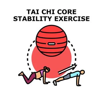 People practicing tai chi core stability exercise Stock Illustration