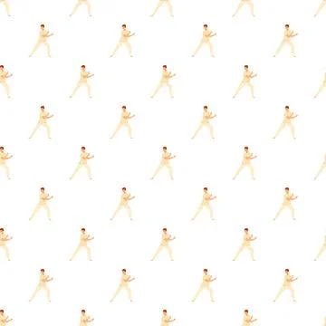 People practicing tai chi exercise repeatable pattern background Illustrazione stock