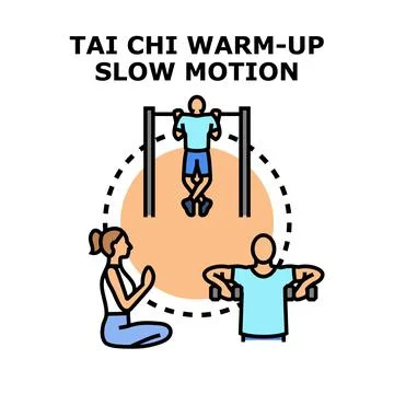 People practicing various exercises including warm up and training Stock Illustration