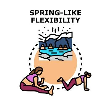 People practicing yoga and relaxing at thermal springs Stock Illustration