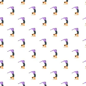 People practicing yoga headstand pose seamless pattern Stockillustratie