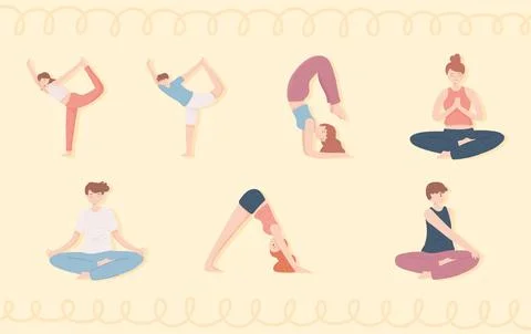 People practicing yoga Stock Illustration