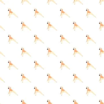 People practicing yoga pose forming seamless pattern Stock Illustration