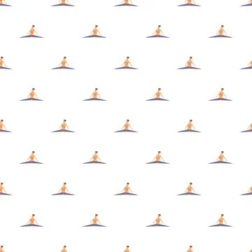 People practicing yoga stretching exercise fitness seamless pattern Stock Illustration
