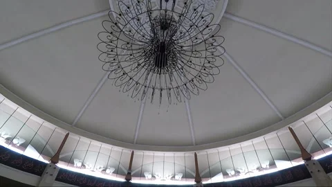 People pray inside Sabilal Muhtadin Mosque, Banjarmasin, Kalimantan, Indonesia Stock Footage 163589613
