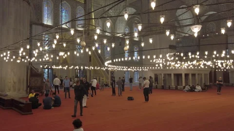 People Praying Inside the Blue Mosque, Istanbul Stock Footage 307228041