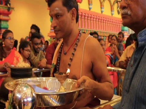 People praying inside a temple, Batu Caves, Malaysia. Stock Footage 102493729