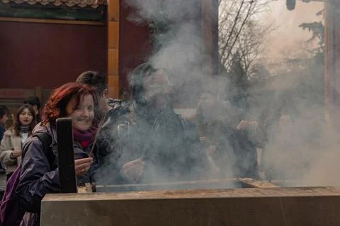 People praying at The Lama Stock Photos