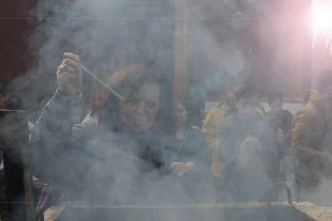 People praying at The Lama Stock Photos
