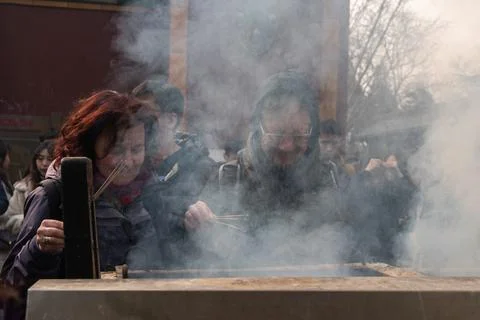 People praying at The Lama Stock Photos
