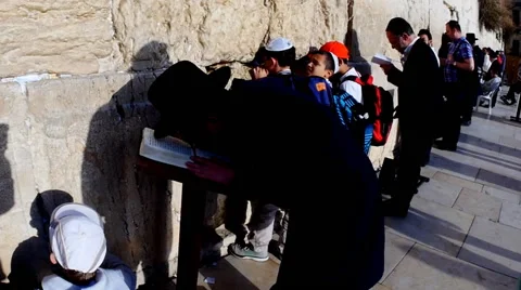People praying at the Wailing Wall in Jerusalem Stock Footage 41722504