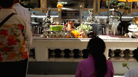 People Praying, Worship in Grand Palace in Bangkok, Thailand, Wat Phra Kaeo Stock Footage
