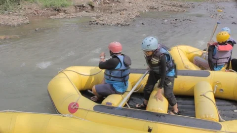 People Preparing Rafting Stock Footage 120818010