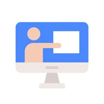 People presentation data on computer screen, webinar concept Illustrazione stock