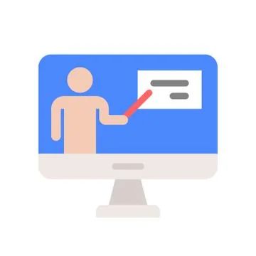 People presentation report on computer desktop screen, webinar or online educ Stock Illustration