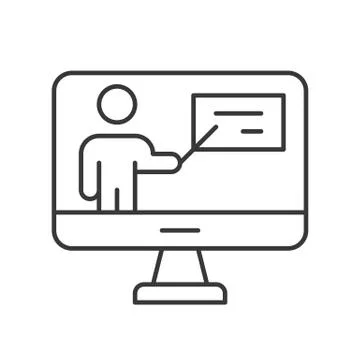 People presentation report on computer desktop screen, webinar or online educ Stock Illustration