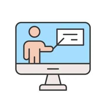 People presentation report on computer desktop screen, webinar or online educ Stock Illustration