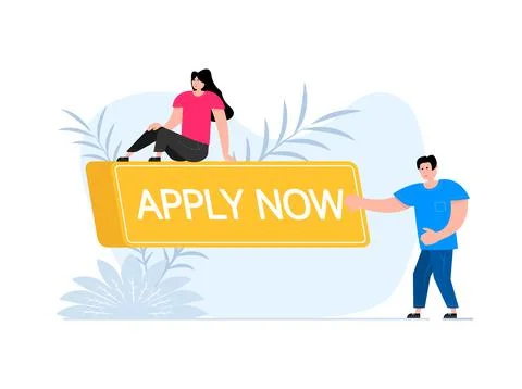 People press button with text Apply now. Click button for app and web design. 库存插图