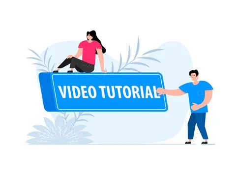 People press button with text video tutorial. Click button for app and web Stockillustratie