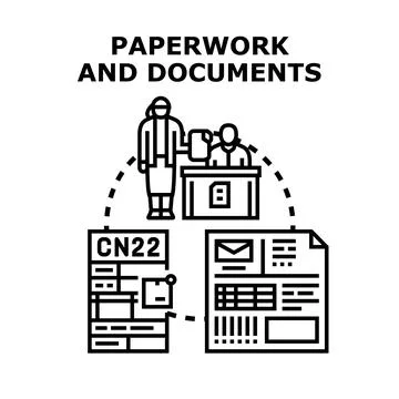 People processing paperwork and submitting important documents 库存插图