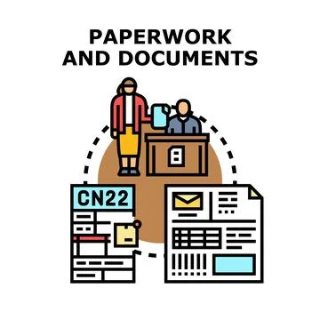 People processing paperwork and submitting important documents 库存插图
