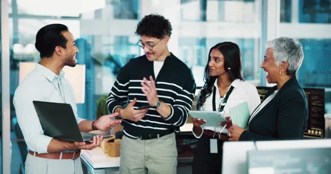 People, programmer and high five with laptop in office of programming, software Stock Footage 309141192