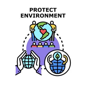 People protecting environment concept with global community Stock Illustration