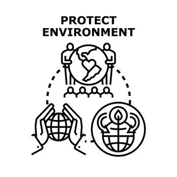 People protecting environment concept with global community Stock Illustration