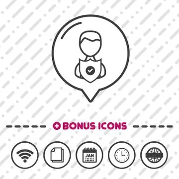 People with Protection Shield icon thin line Bonus Icons. Eps10 Vector. Stock Illustration