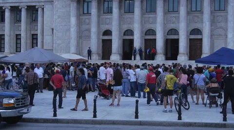 PEOPLE PROTEST in front of Capitol Building - Puerto Rico - Pan Stock Footage 52555461
