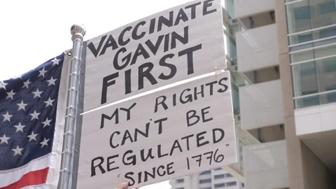 People Protesting Califronia Shutdown Stock Footage 130151449