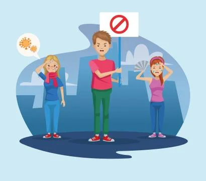 People protesting environmental pollution scene Stock Illustration