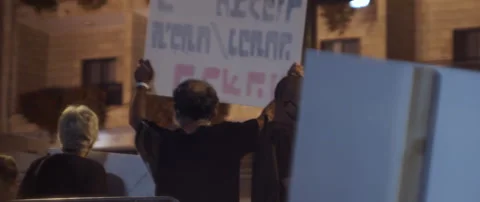 People protesting at Jerusalem square Stock Footage 152847288