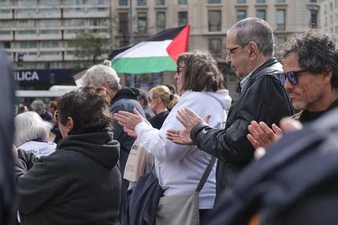 People protesting in support of Palestine in Buenos Aires, Argentina Stock Photos