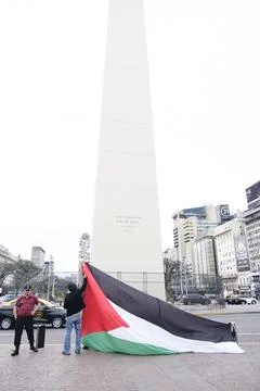 People protesting in support of Palestine in Buenos Aires, Argentina Foto stock