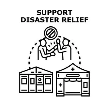 People providing support during disaster relief efforts Ilustración de archivo