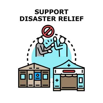 People providing support during disaster relief efforts Ilustración de archivo